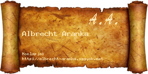 Albrecht Aranka névjegykártya